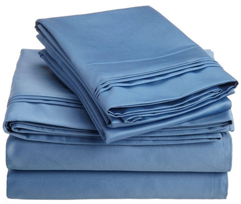 Luxury 800 TC 100% Egyptian Cotton California King Sheet Set In Medium Blue