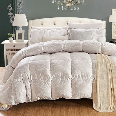 Luxury Goose Down Quilt Duvet Queen King Size White/Pink/Silver/Golden Luxury Winter Blanket Comforter