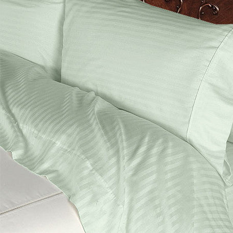 Luxury 1000 TC 100% Egyptian Cotton Queen Sheet Set Striped In Sage - Anippe