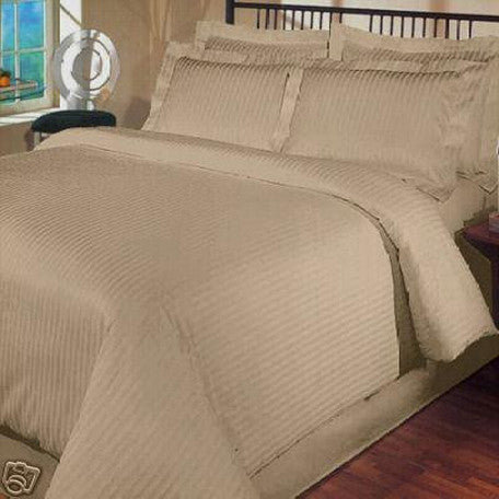 Luxury 1000TC 100% Egyptian Cotton Duvet Cover - King/Cal King Striped in Taupe - Anippe