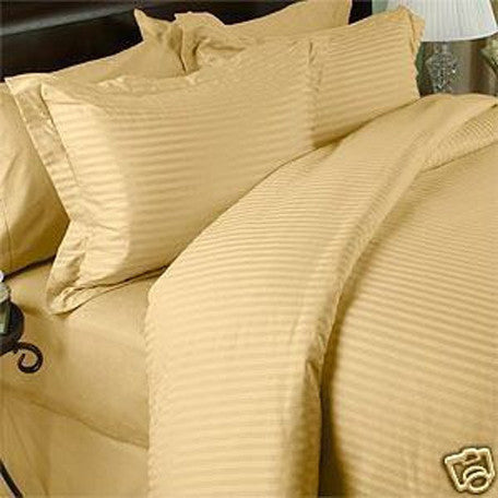 Two Luxury 800 TC King Size Pillow Cases striped in Gold - Anippe