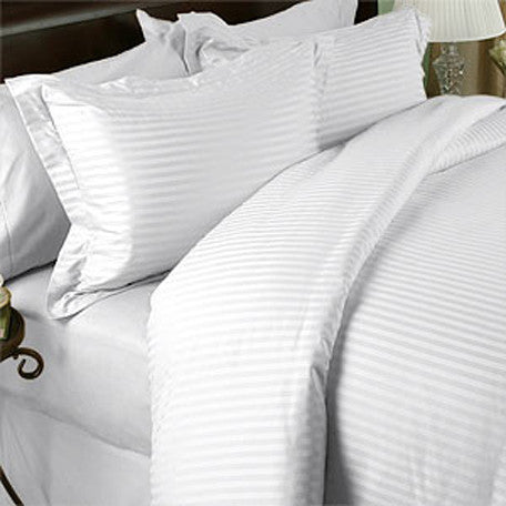 Two Luxury 800 TC King Size Pillow Cases striped in White