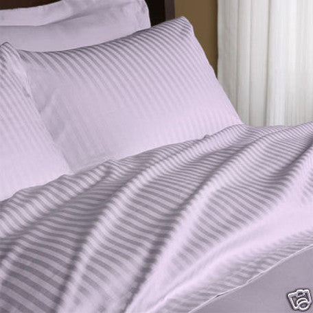 Two Luxury 800 TC King Size Pillow Cases striped in Lilac