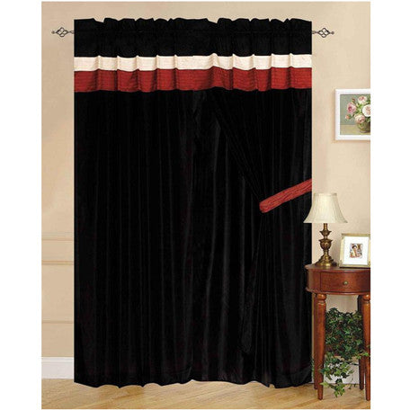 Luxury Burgundy 60"x84" Window Curtain with Lining and 18" Valance - Anippe