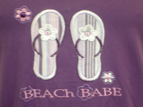 Beach Babe 100% Pure Egyptian Cotton Pajama In Purple