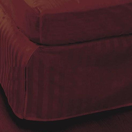 Luxury 300TC 100% Pure Egyptian Cotton Striped Bed Skirt in Burgundy
