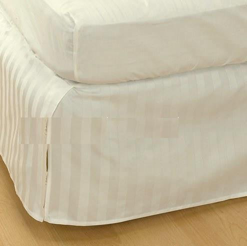 Luxury 300TC 100% Pure Egyptian Cotton Striped Bed Skirt in Ivory/Cream - Anippe