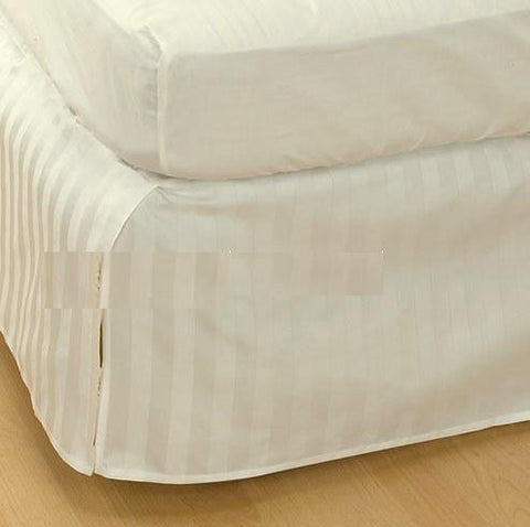 Luxury 300TC 100% Pure Egyptian Cotton Striped Bed Skirt in Ivory/Cream