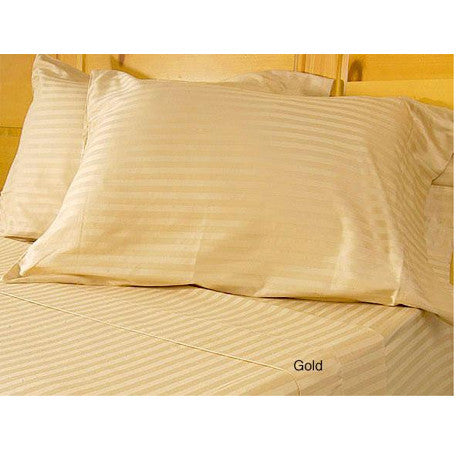 Luxury 600 Thread Egyptian Cotton Full Size Sheet Set Striped In Gold - Anippe