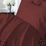 Luxury 300 TC 100% Pure Egyptian Cotton Twin Sheets Set Striped in Burgundy - Anippe