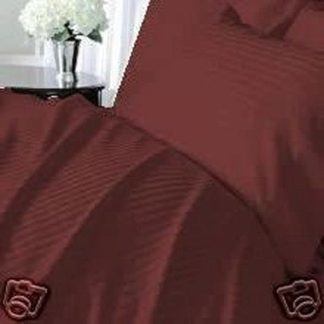 Luxury 300 TC 100% Pure Egyptian Cotton Twin Sheets Set Striped in Burgundy