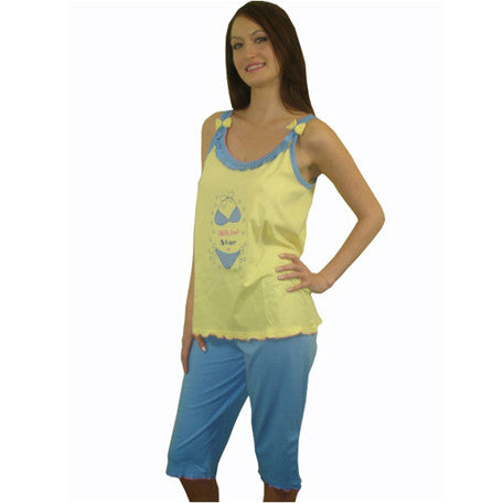 Bikini Star 100% Pure Egyptian Cotton Pajama In Yellow - Anippe