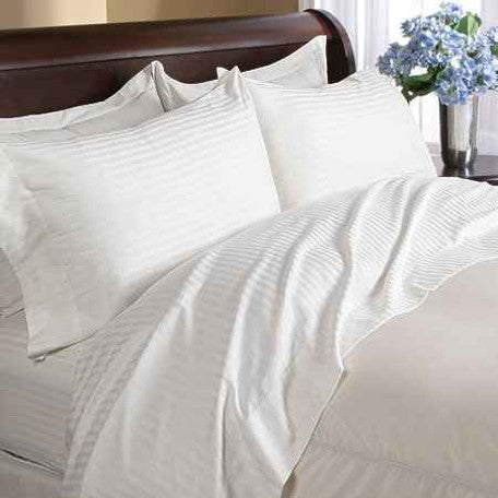 Luxury 600 Thread Count 100% Egyptian Cotton Queen Sheet Set Striped In Ivory/Cream