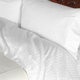 Luxury 600 Thread Count 100% Egyptian Cotton Full Sheet Set Striped In White - Anippe