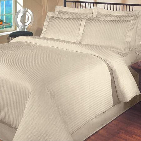 Luxury 1000TC 100% Egyptian Cotton Duvet Cover - Full/Queen Striped in Beige