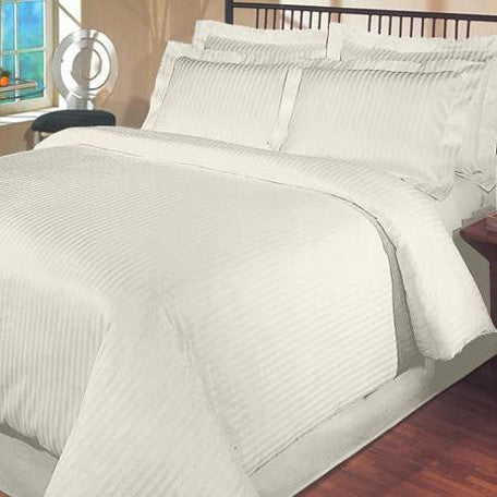 Luxury 1000TC 100% Egyptian Cotton Duvet Cover - Full/Queen Striped in Ivory - Anippe