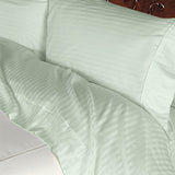 Luxury 4 PC 600 Thread Count  100% Egyptian Cotton King Size Sheet Set Striped In Sage/Light Green - Anippe