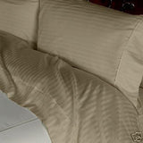 Luxury 4 PC 600 Thread Count 100% Egyptian Cotton King Size Sheet Set Striped In Taupe - Anippe