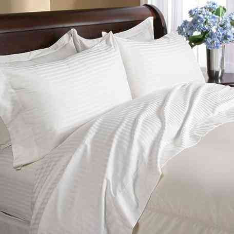 Luxury 1000 TC 100% Cotton Full Sheet Set Striped In Ivory - Anippe