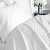 Luxury 1000 TC 100%  Cotton Full Sheet Set Striped In White - Anippe