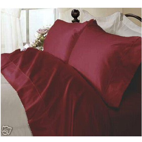 Luxury 1000 TC 100% Egyptian Cotton Queen Sheet Set Solid In Burgundy - Anippe