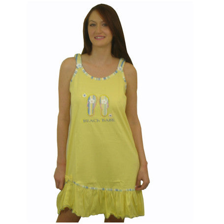Beach Babe 100% Pure Egyptian Cotton Pajama In Yellow - Anippe