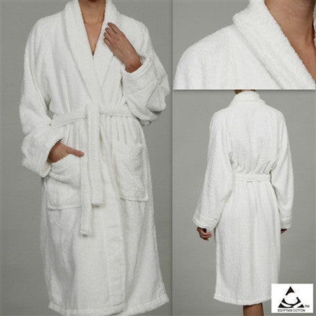 Luxury 100% Cotton Bathrobe Terry Cloth Robe Spa Robes In White