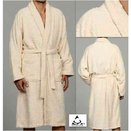 Luxury 100% Cotton Bathrobe Terry Cloth Robe Spa Robes In Ivory