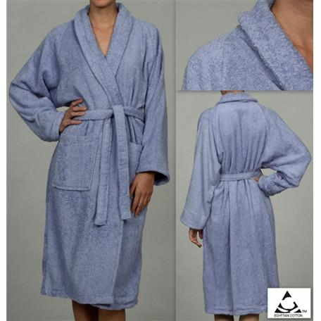 Luxury 100% Cotton Bathrobe Terry Cloth Robe Spa Robes In Blue